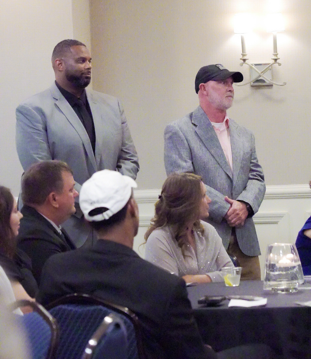 Belfry County volunteer coach Jonathan Wright (L) and Assistant Coach Todd Cassell (R) joined to honor their friend and mentor, Philip Haywood.